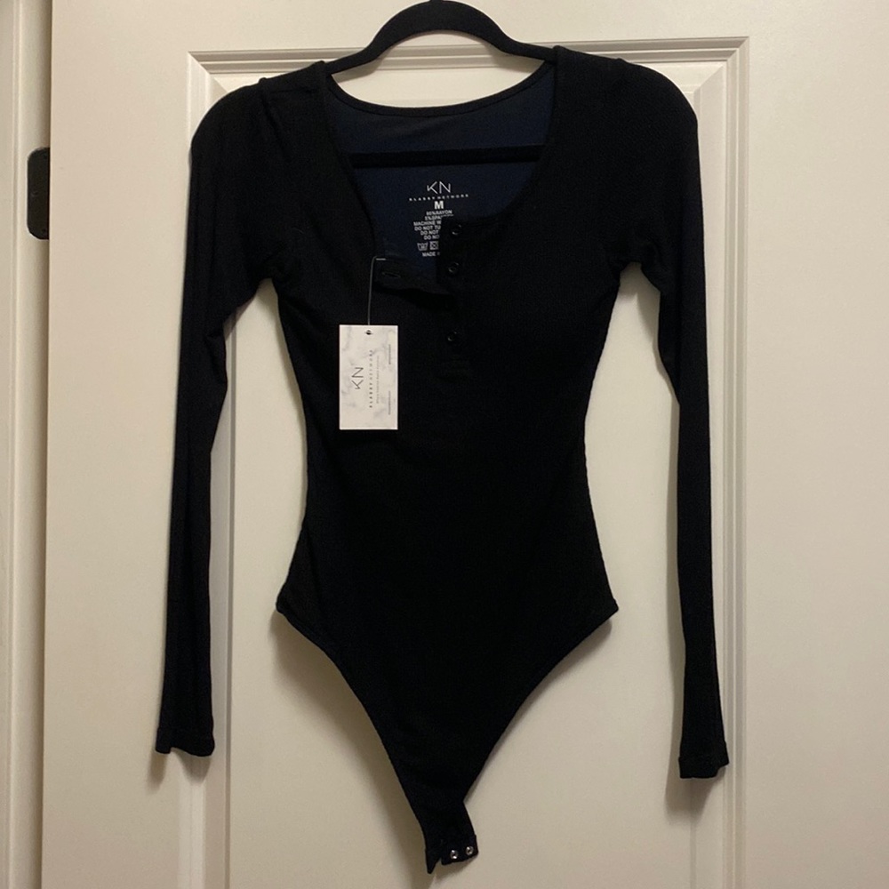 NWT Black Ribbed 5 Button Bramisuit